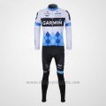 2011 Cycling Jersey Garmin Cervelo Blue and White Long Sleeve and Bib Tight