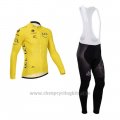 2014 Cycling Jersey Tour de France Yellow Long Sleeve and Bib Tight