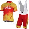 2017 Cycling Jersey Spain Yellow and Red Short Sleeve and Bib Short