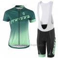 2016 Cycling Jersey Women Scott Green and White Short Sleeve and Bib Short