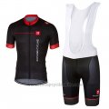 2017 Cycling Jersey Castelli Bright Black and Red Short Sleeve and Bib Short