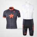 2010 Cycling Jersey Johnnys Orange and Black Short Sleeve and Bib Short