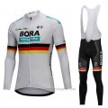 2018 Cycling Jersey Bora Champion Belgium White Long Sleeve and Bib Tight