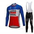 2018 Cycling Jersey Lotto Soudal Blue and Red Long Sleeve and Bib Tight