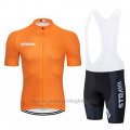 2019 Cycling Clothing STRAVA Orange Short Sleeve and Overalls