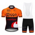 2019 Cycling Jersey Ziggo Orange Black Short Sleeve and Overalls