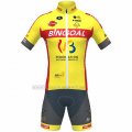 2021 Cycling Jersey Wallonie Bruxelles Yellow Short Sleeve and Bib Short