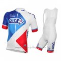 2016 Cycling Jersey FDJ White and Red Short Sleeve and Bib Short