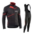 2017 Cycling Jersey Northwave Ml Black and Red Long Sleeve and Bib Tight