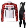 2011 Cycling Jersey Trek Red and White Long Sleeve and Bib Tight