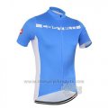 2016 Cycling Jersey Castelli Blue and White Short Sleeve and Bib Short