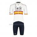 2022 Cycling Jersey Spain Champion Ineos White Red Short Sleeve and Bib Short