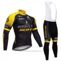 2018 Cycling Jersey Scott Black and Yellow Long Sleeve and Bib Tight