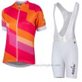 2017 Cycling Jersey Women Nalini Stripe Red and Orange Short Sleeve and Bib Short