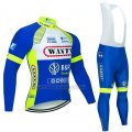 2021 Cycling Jersey Wanty-Gobert Cycling Team Blue White Yellow Long Sleeve and Bib Short