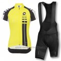 2016 Cycling Jersey Women Assos Black and Yellow Short Sleeve and Bib Short