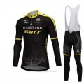 2018 Cycling Jersey Scott Black Long Sleeve and Bib Tight