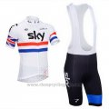 2013 Cycling Jersey Sky Champion Regno Unito White Short Sleeve and Bib Short