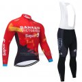 2021 Cycling Jersey Bahrain Victorious Red Long Sleeve and Bib Short