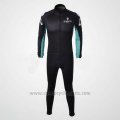 2010 Cycling Jersey Bianchi Black Long Sleeve and Bib Tight