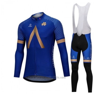 2018 Cycling Jersey Aqua Blue Sport Blue Long Sleeve and Bib Tight [BQXE-1541]