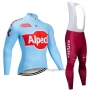 2019 Cycling Jersey Katusha Alpecin Blue Red Long Sleeve and Bib Tight