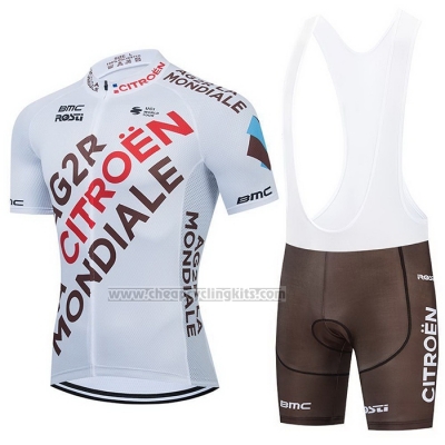 2021 Cycling Jersey Ag2r La Mondiale Brown Yellow Short Sleeve and Bib Short