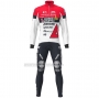 2021 Cycling Jersey Androni Giocattoli White Red Long Sleeve and Bib Short