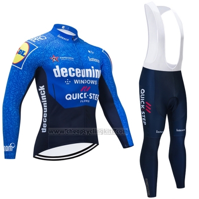 2021 Cycling Jersey Deceuninck Quick Step Blue Black Long Sleeve and Bib Short