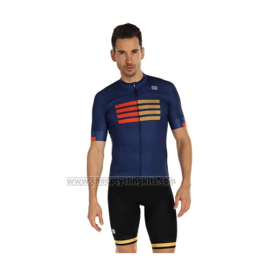 2021 Cycling Jersey Sportful Blue Short Sleeve and Bib Short