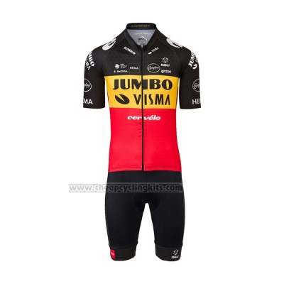 2022 Cycling Jersey Jumbo Visma Black Yellow Red Short Sleeve and Bib Short