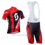 2013 Cycling Jersey Scott Black and Red Short Sleeve and Bib Short