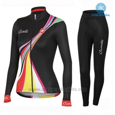 2016 Cycling Jersey Women Castelli Black Long Sleeve and Bib Tight