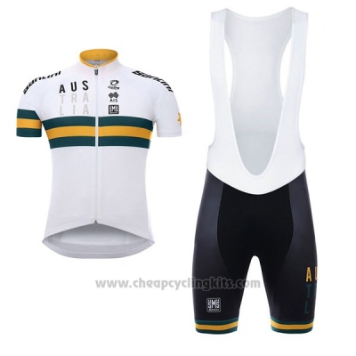 2017 Cycling Jersey Australia White and Yellow Short Sleeve and Bib Short