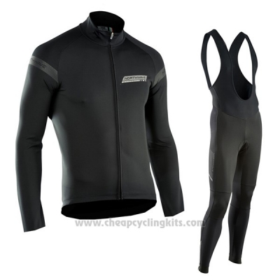 2017 Cycling Jersey Northwave Ml Deep Black Long Sleeve and Bib Tight