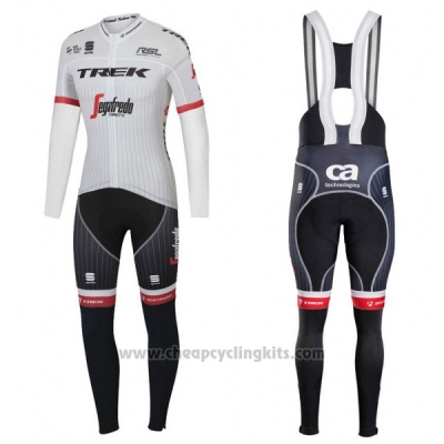 2017 Cycling Jersey Trek Segafredo White Long Sleeve and Bib Tight