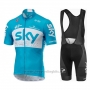 2018 Cycling Jersey Sky Blue White Short Sleeve and Bib Short