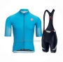 2021 Cycling Jersey Castelli Light Blue Short Sleeve and Bib Short