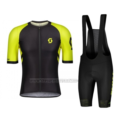 2021 Cycling Jersey Scott Black Yellow Short Sleeve and Bib Short