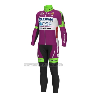 2022 Cycling Jersey Bardiani Csf Faizane Green Purple Long Sleeve and Bib Short