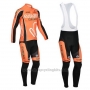 2013 Cycling Jersey Euskalte Orange Long Sleeve and Bib Tight