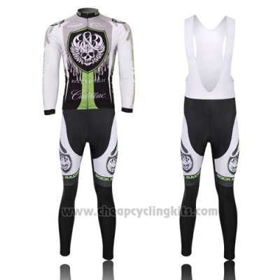 2013 Cycling Jersey Rock Racing Black and Green Long Sleeve and Bib Tight