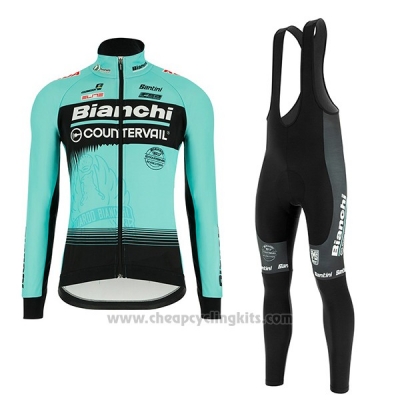 2018 Cycling Jersey Bianchi Blue Long Sleeve and Bib Tight