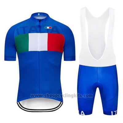 2019 Cycling Jersey Italy Blue Short Sleeve and Bib Short