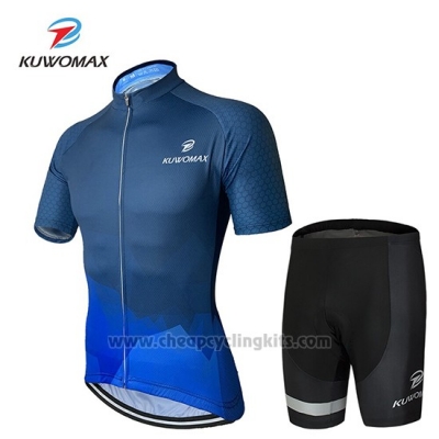 2019 Cycling Jersey Kuwomax Blue Short Sleeve and Overalls