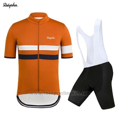 2019 Cycling Jersey Rapha Orange White Short Sleeve and Overalls