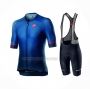 2021 Cycling Jersey Castelli Deep Black Blue Short Sleeve and Bib Short