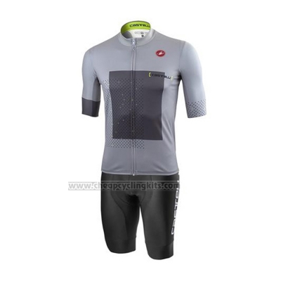 2021 Cycling Jersey Castelli Gray White Short Sleeve and Bib Short(5)