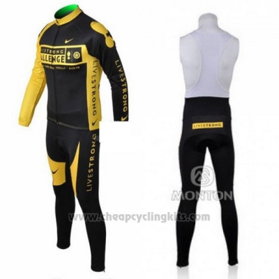 2009 Cycling Jersey Livestrong Yellow and Black Long Sleeve and Bib Tight [BQXE-2093]