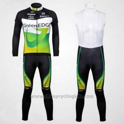 2012 Cycling Jersey GreenEDGE Black and Green Long Sleeve Salopette